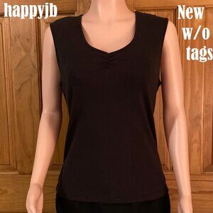 NWOT Madison & Max Vintage 90s Sleeveless Knit V Neck Blouse Black Size L Large